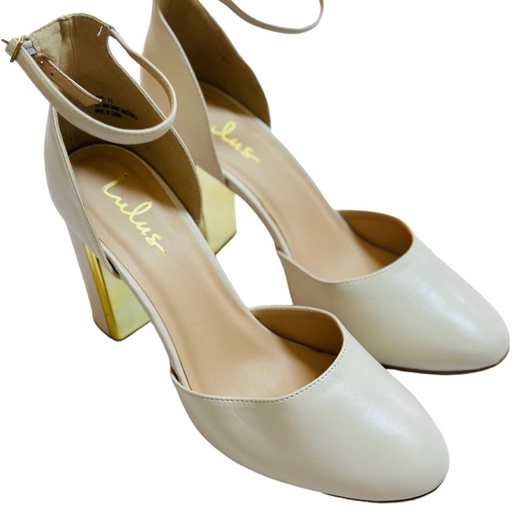 Lulus Off White Ankle Strap Heels Shoes - Picture 5 of 10